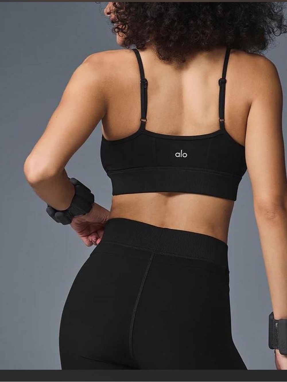 ALO Yoga Set, Black Seamless Sports Bra and Leggings Set